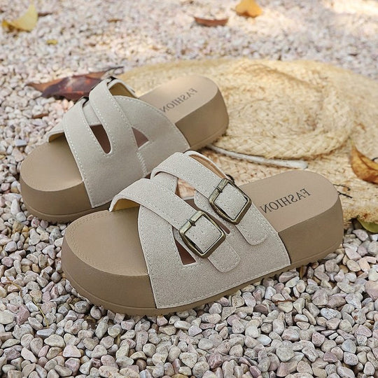 Damen Komfortable Badesandalen mit modischem Riemendesign EB