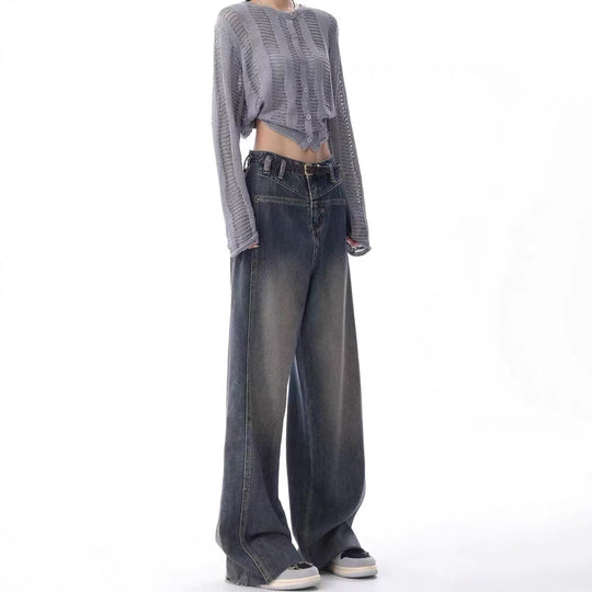 Damen Oversized Jeans mit lässigem Schnitt und hoher Taille EB