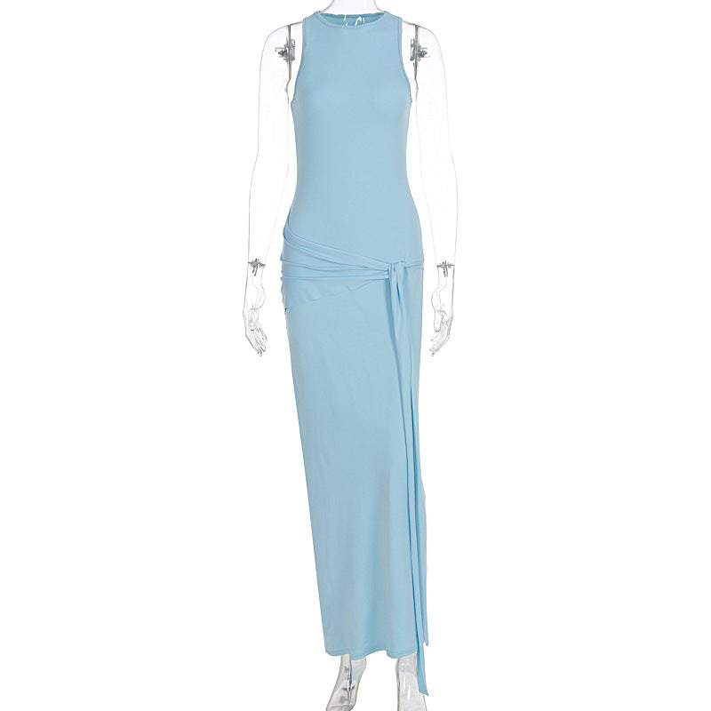 Damen Maxikleid mit fesselndem Drapierungsdesign und elegantem Schlitz EB