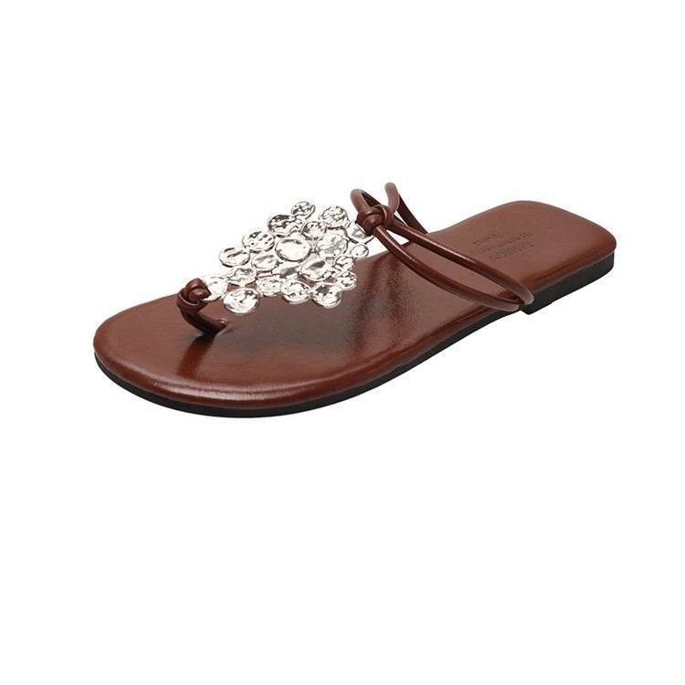 Damen elegante Pantoletten mit funkelndem Schmuckdetail EB