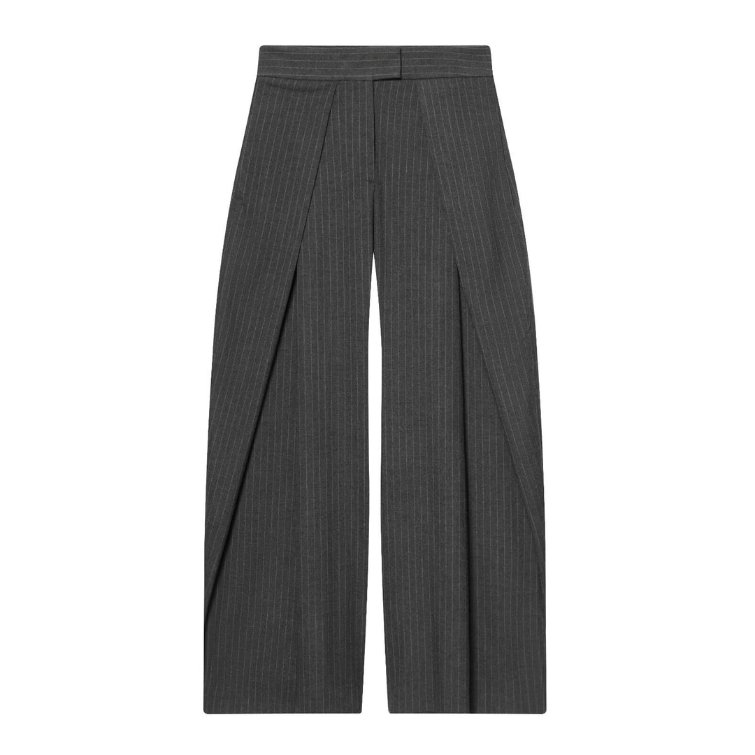 Damen weite Anzughose mit modischem Streifenmuster und eleganter Faltenlegung EB