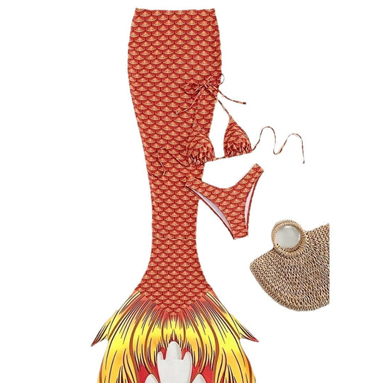 Damen Meerjungfrauen-Bikini mit schimmerndem Schwanzfisch-Muster EB