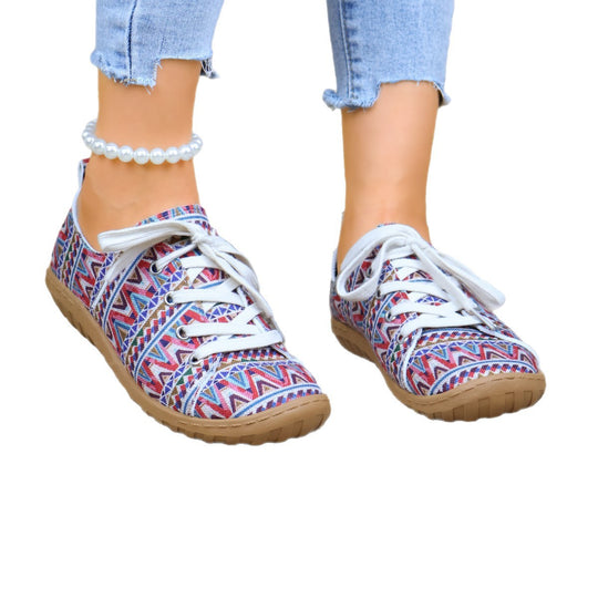 Damen Sneakers mit buntem Ethno-Muster und rutschfester Sohle EB
