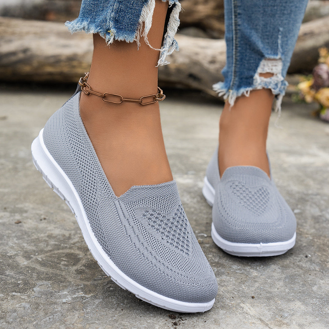 Damen Atmungsaktive Slip-On Freizeitschuhe mit komfortablem Absatz EB