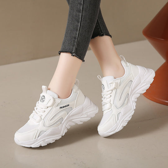 Damenmodische Sport-Sneaker mit atmungsaktiver Mesh-Oberfläche und stoßdämpfender Sohle EB
