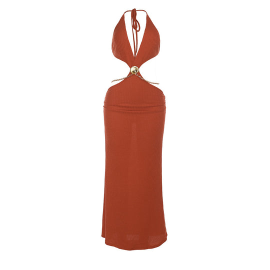 Damen Elegantes Langmaxikleid mit tiefem V-Ausschnitt und raffinierten Cut-Out-Details EB