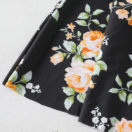Damen Einteiler Badeanzug mit Rüschendetails und floralem Design EB
