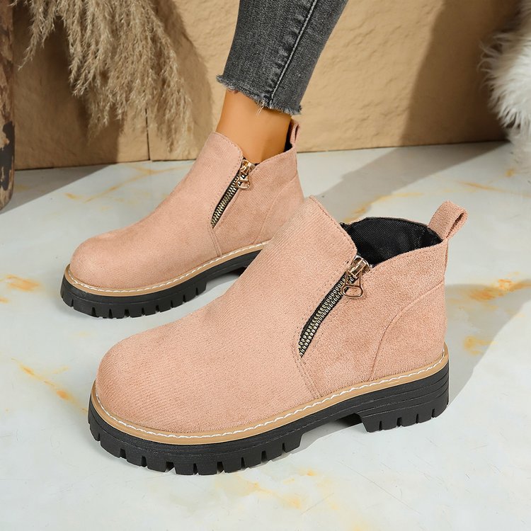 Damen lässige Stiefeletten mit seitlichem Reißverschluss und rutschfester Sohle EB