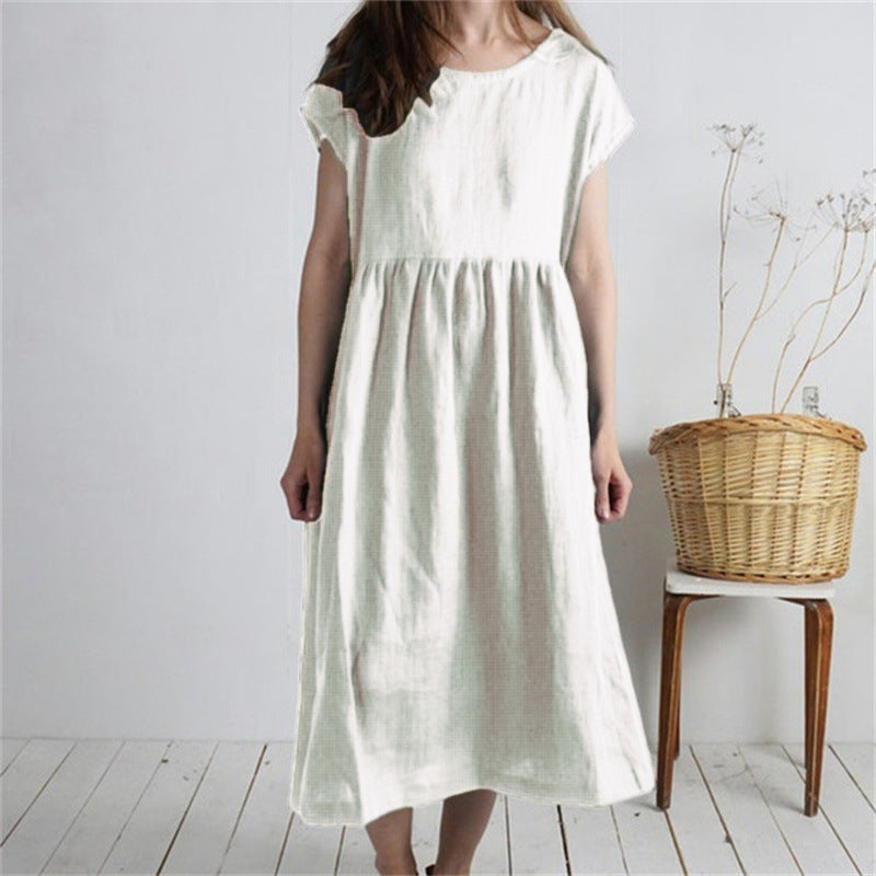 Damen Langmaxikleid aus atmungsaktivem Leinenstoff mit lockerer Passform EB