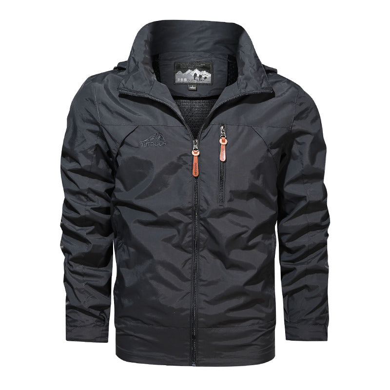 Herren nan leichte wasserabweisende Softshell Outdoorjacke mit Kapuze Brusttasche EB