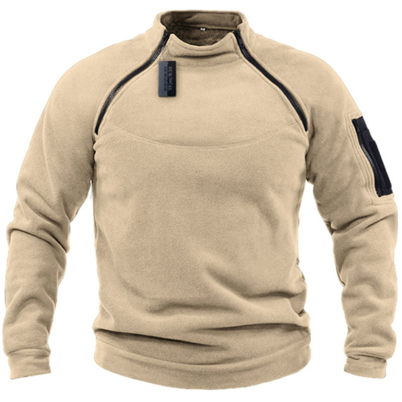 Herren Funktions-Fleecepullover mit Schulterbelüftung, hohem Stehkragen und Ärmeltasche EB