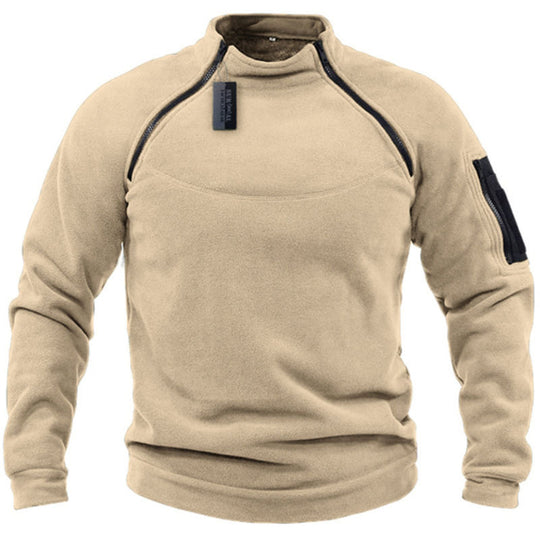 Herren Funktions-Fleecepullover mit Schulterbelüftung, hohem Stehkragen und Ärmeltasche EB