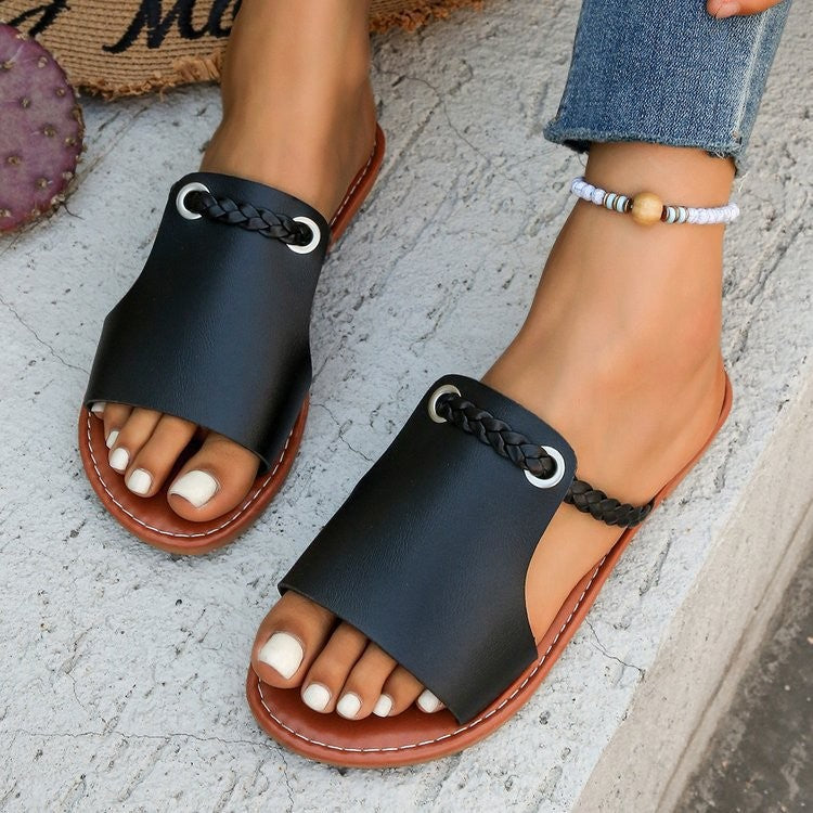 Damen Freizeitsandalen mit geflochtenem Riemen-Design und robustem Fußbett EB