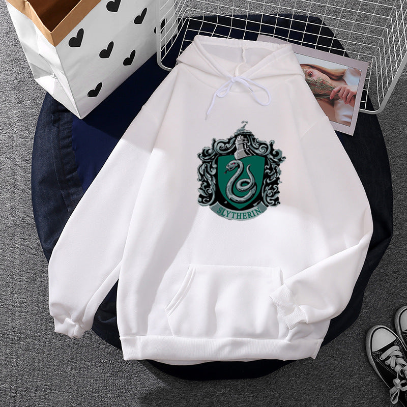 Damen nan gemütlicher Kapuzenpullover im Oversize-Cut mit heraldischem Schlangenwappen und weichem Fleece-Innenfutter EB