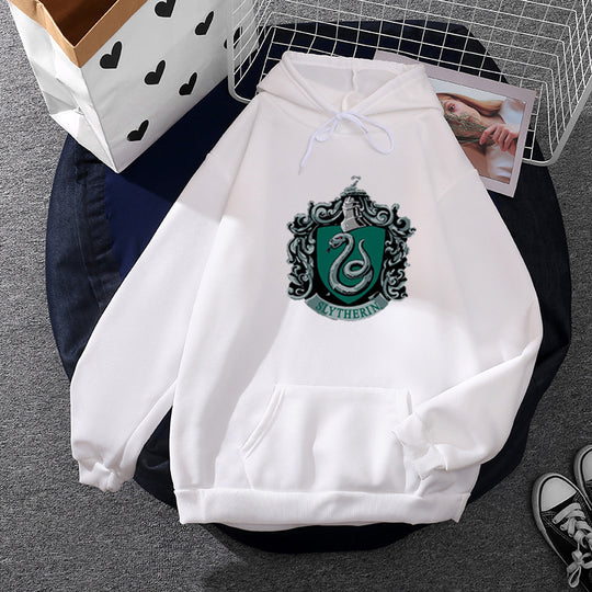 Damen nan gemütlicher Kapuzenpullover im Oversize-Cut mit heraldischem Schlangenwappen und weichem Fleece-Innenfutter EB