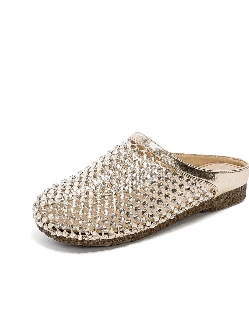 Damen modische Pantoletten mit eleganter Strassverzierung und bequemer Sohle EB