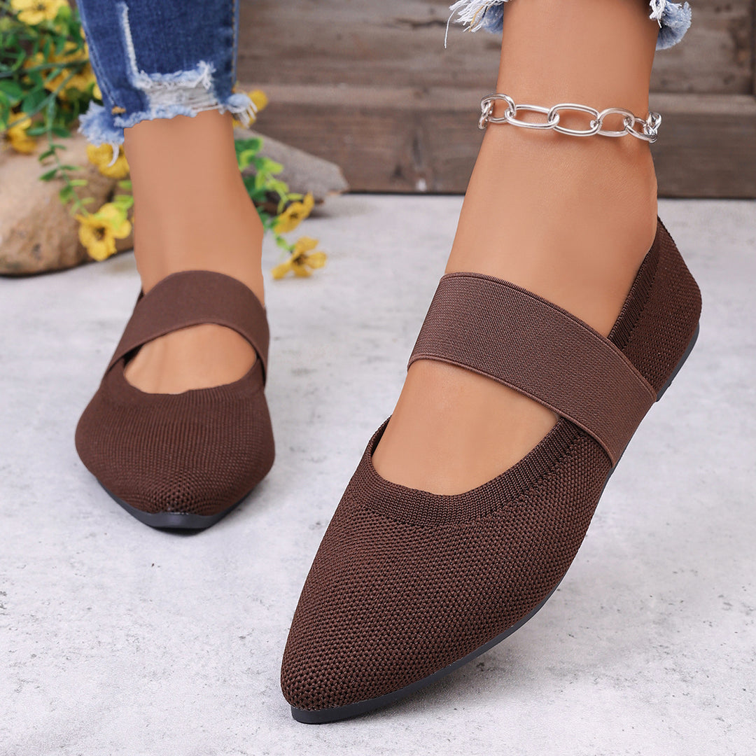 Damen Komfortable Ballerinas mit elastischem Riemen EB