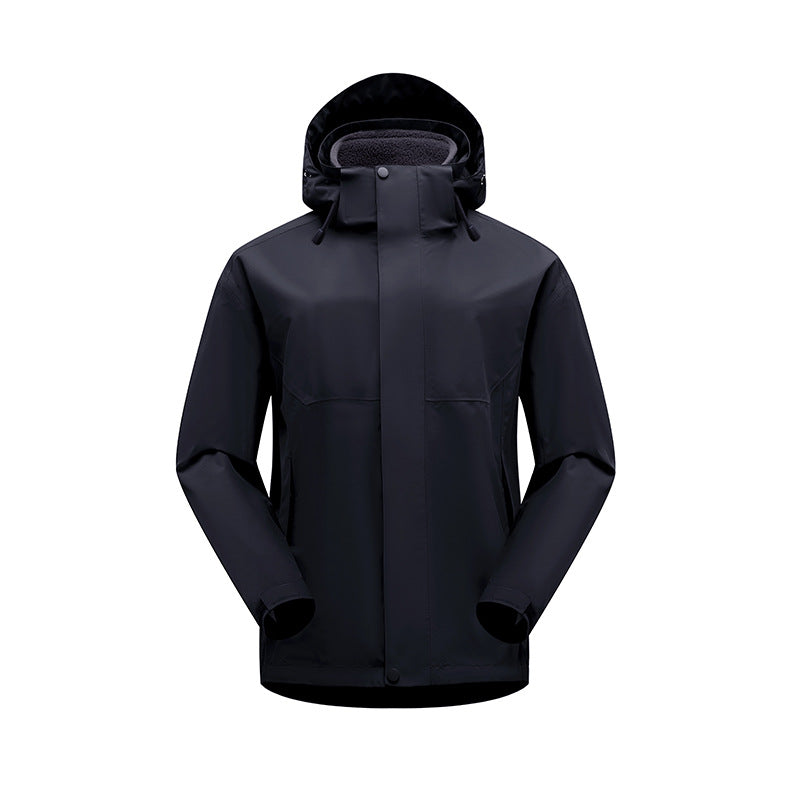 Unisex wasserdichte atmungsaktive Regenjacke mit Kapuze und Fleece-Innenfutter EB