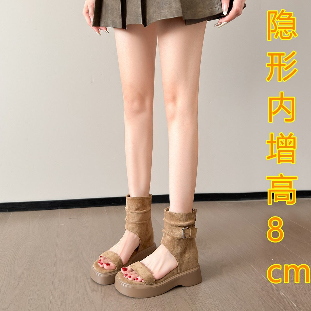 Damen Plateau Sandalen mit verstellbarem Riemen und modisch geflochtenem Obermaterial EB
