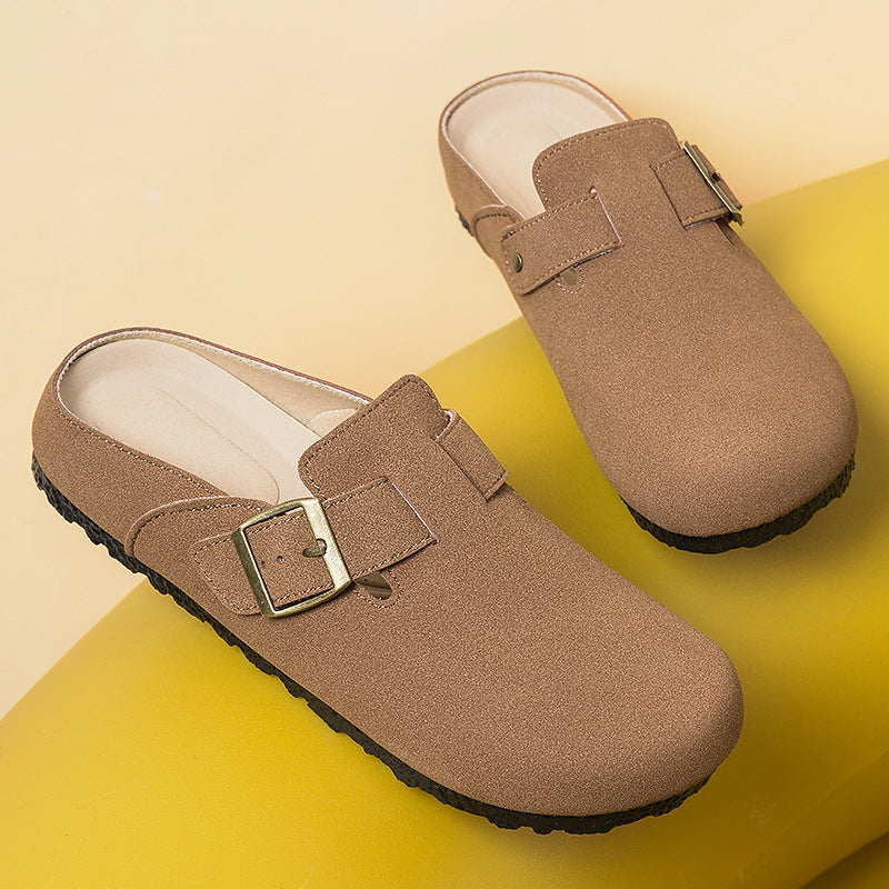 Damen nan gemütliche Nubuk-Slipper Clog mit verstellbarer Messingschnalle und ergonomischem Memory-Fußbett EB