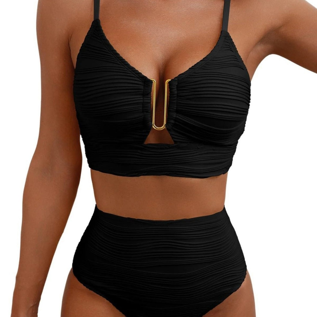 Damen Hochgeschnittener Bikini mit Raffungen EB