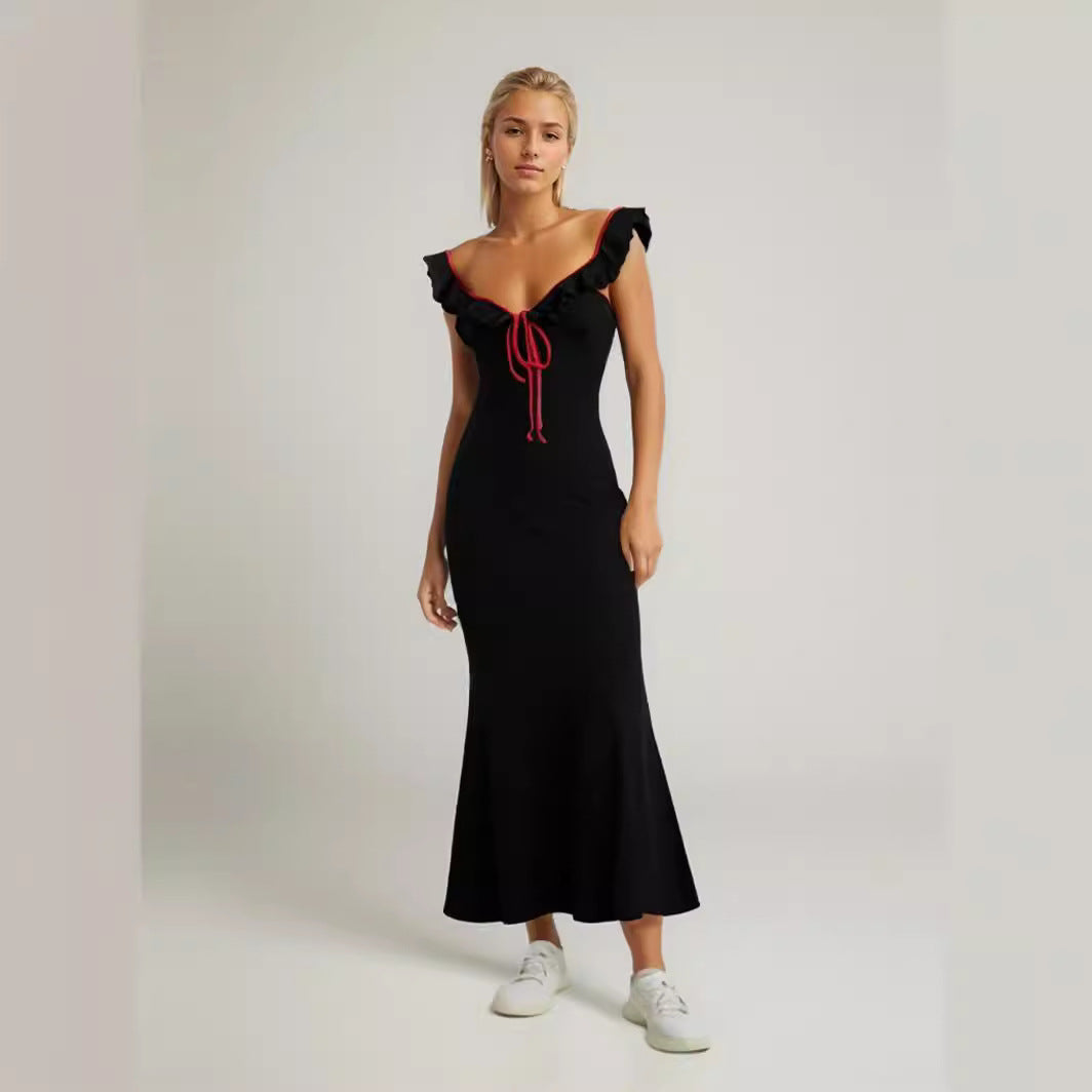 Damen Fließendes Maxikleid mit Rüschendetails EB