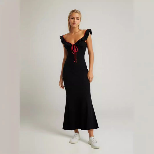 Damen Fließendes Maxikleid mit Rüschendetails EB