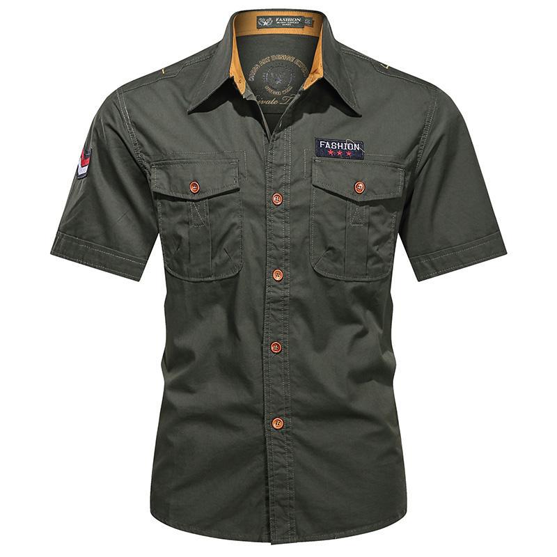 Men's  utility long-sleeve cotton work shirt with dual chest pockets EB