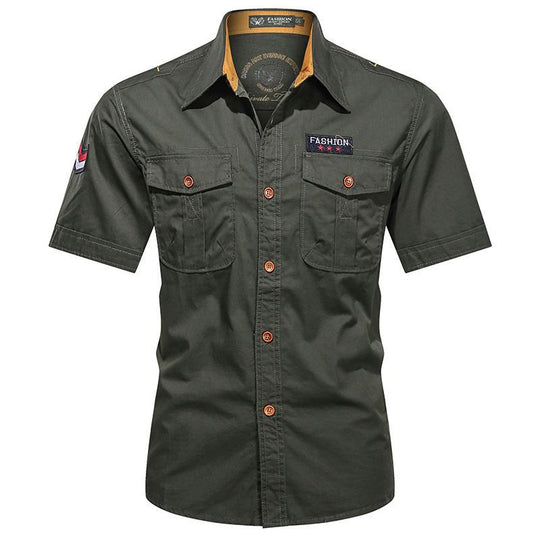 Men's  utility long-sleeve cotton work shirt with dual chest pockets EB