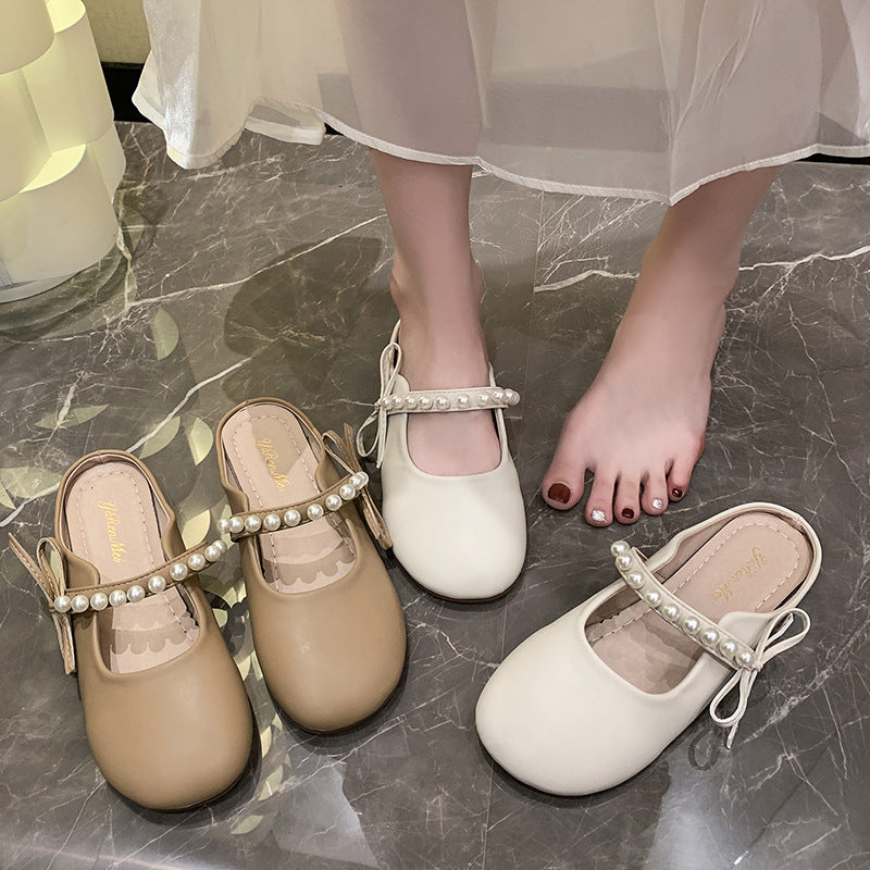 Damen praktische Ballerina-Schuhe mit Perlenverzierung EB