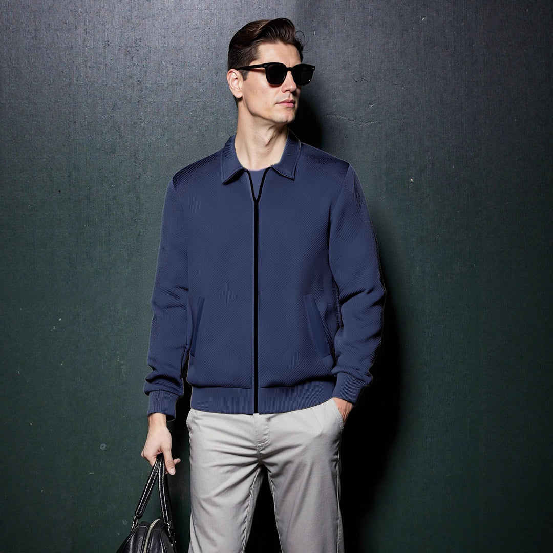 Herren sportliche Jacke mit strukturiertem Design und modernem Kragen EB