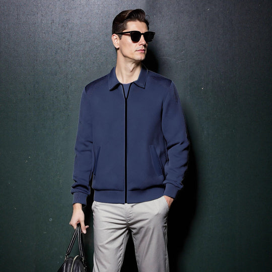 Herren sportliche Jacke mit strukturiertem Design und modernem Kragen EB
