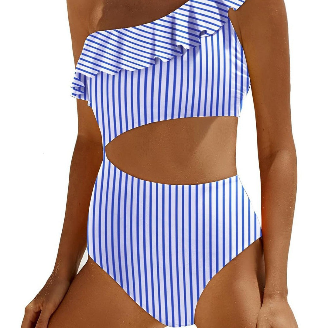 Damen Eleganter Einseitiger Badeanzug mit Volant EB