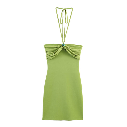 Damen Minikleid mit raffinierten Rüschendetails und schickem Halterneck EB