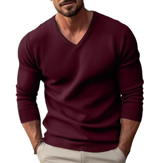 Herren V-Ausschnitt Pullover mit strukturiertem Design und komfortablem Schnitt EB