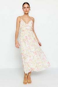Damen Maxikleid mit floralen Mustern und fließendem Schnitt EB
