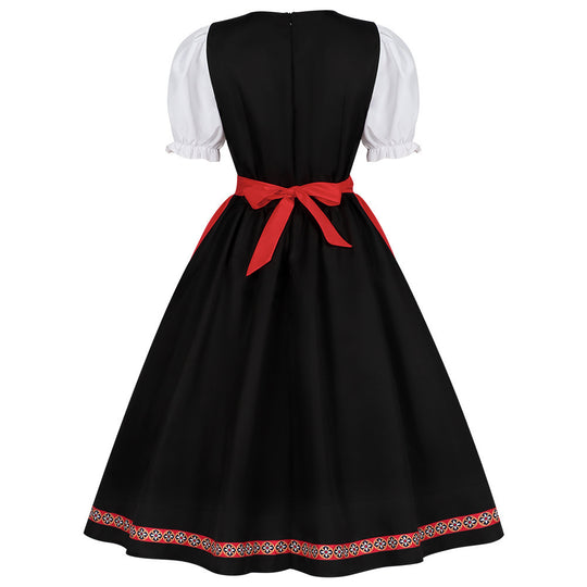 Damen nan traditionelles Dirndlkleid mit besticktem Mieder, Puffärmeln und Schürze EB