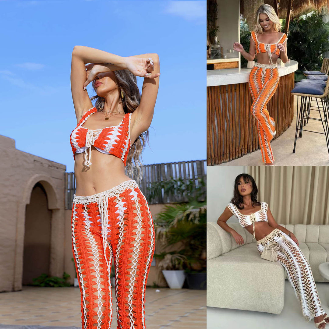 Damen Häkel-Bikiniset mit weit geschnittenen Hosen EB