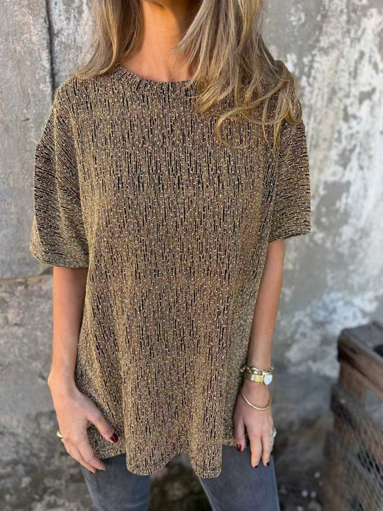Damen Oversized T-Shirt mit Glitzersteinchen und lässigem Schnitt EB