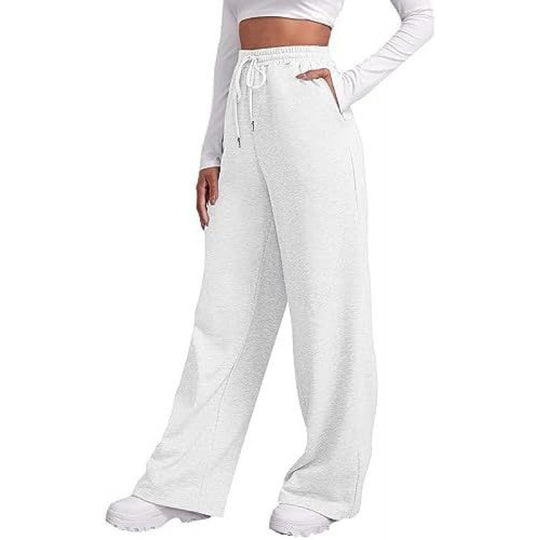 Damen nan fließende High-Waist Palazzo-Loungehose aus leichtem Jersey mit Elastikbund und praktischen Eingrifftaschen EB