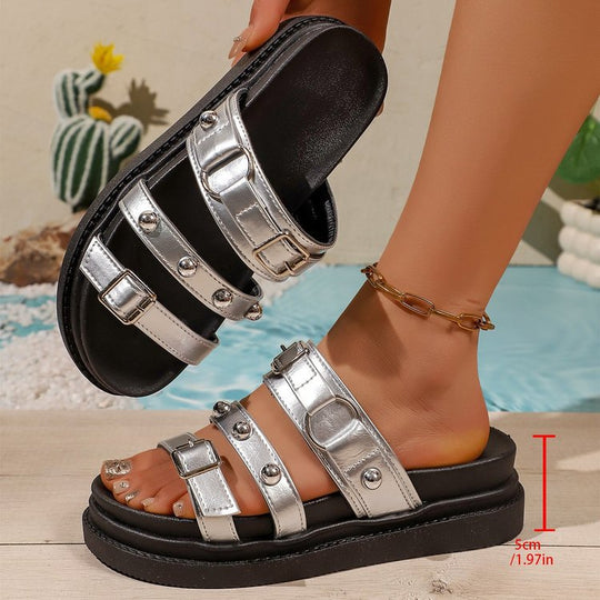 Damen Modische Sandalen mit verstellbaren Schnallen EB