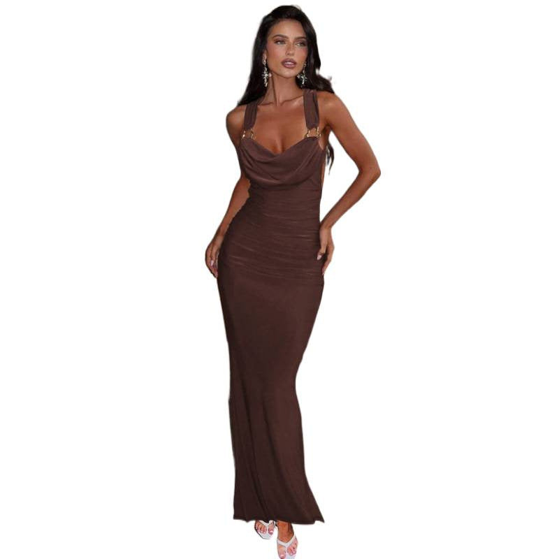 Damen Elegantes Maxikleid mit raffinierten Drapé-Details EB