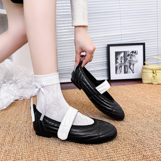 Damen Komfortable Ballerinas mit elastischem Riemen und gepolsterter Innensohle EB