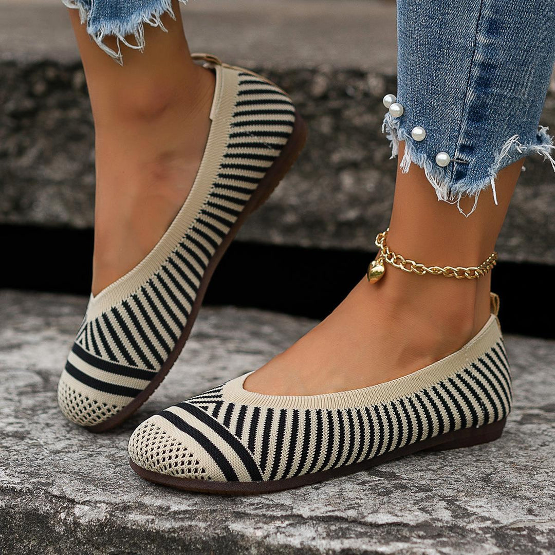 Damen Bequeme Ballerinas mit atmungsaktiver Strickoberfläche EB