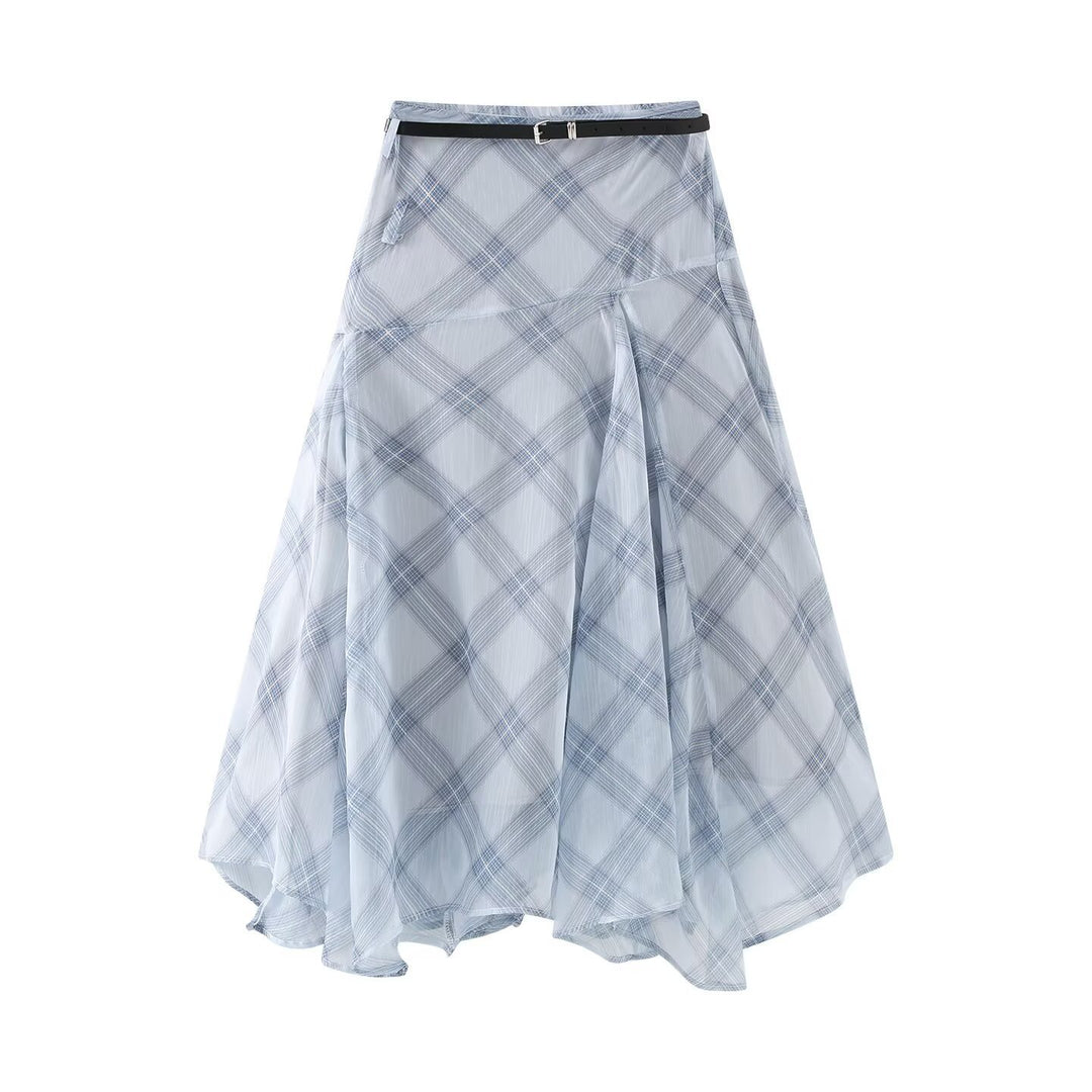 Damen Midikleid mit schwingendem Rock und Gürteldetails EB