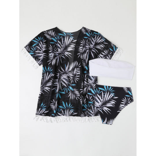 Damen Strandüberwurf mit floralem Design und verspielten Fransen EB