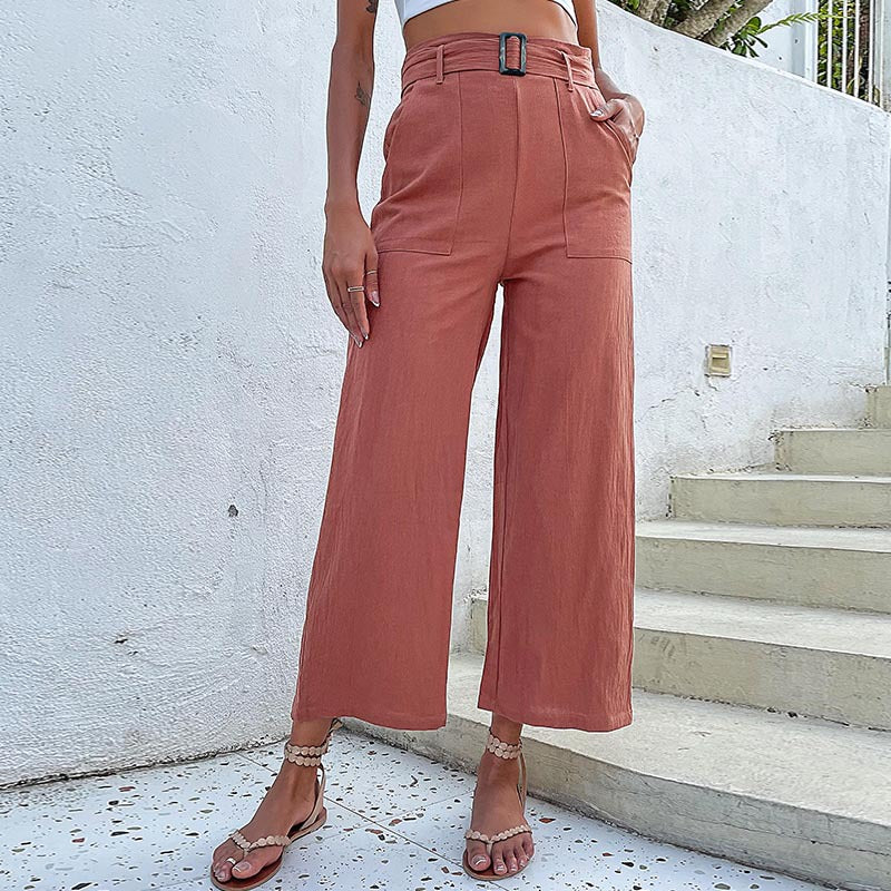 Damen Culotte-Hose mit hohem Bund und Gürtel EB
