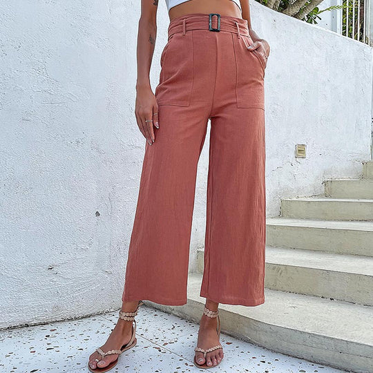 Damen Culotte-Hose mit hohem Bund und Gürtel EB