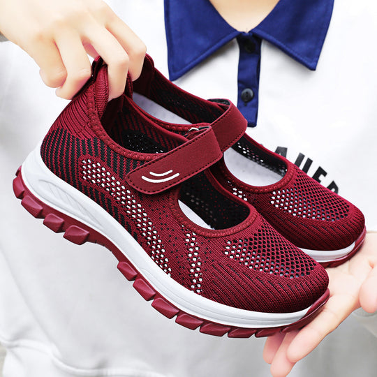 Damen Sportliche Slip-On Sneakers mit verstellbarem Klettverschluss und atmungsaktivem Obermaterial EB