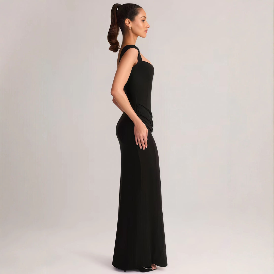 Damen Elegantes Maxikleid mit tiefem V-Ausschnitt und seitlichem Schlitz EB